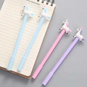 

3pcs/lot 0.38mm Black Ink Unicorn Kawaii for School Supplies Gel Pen Writing Supplies Stationery