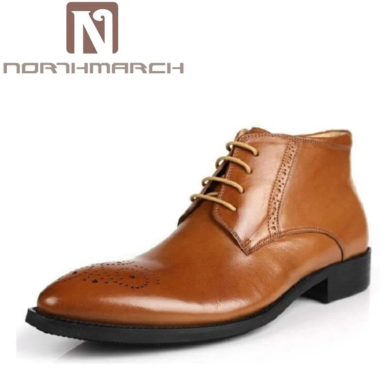 

NORTHMARCH Men Shoes Spring Autumn British Fashion Ankle Boots Men Comfortable Brogue Shoes Men Casual Brown Martin Boots