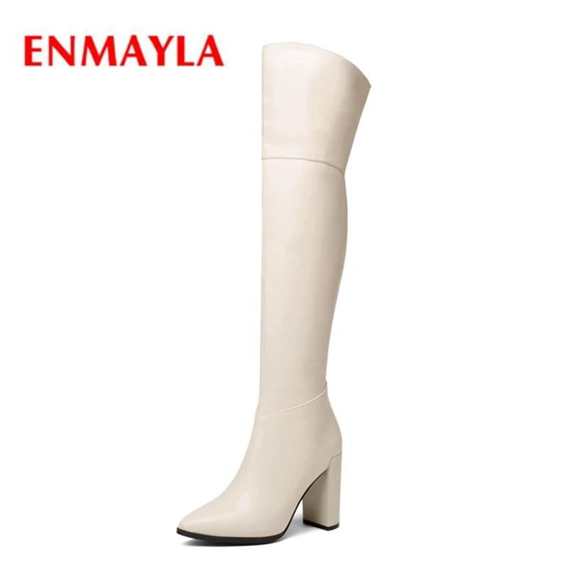 

ENMAYLA New Arrival Women zipper over the knee boots lady solid pointed toe high heel botas mujer Size 34-39 ZYL1319