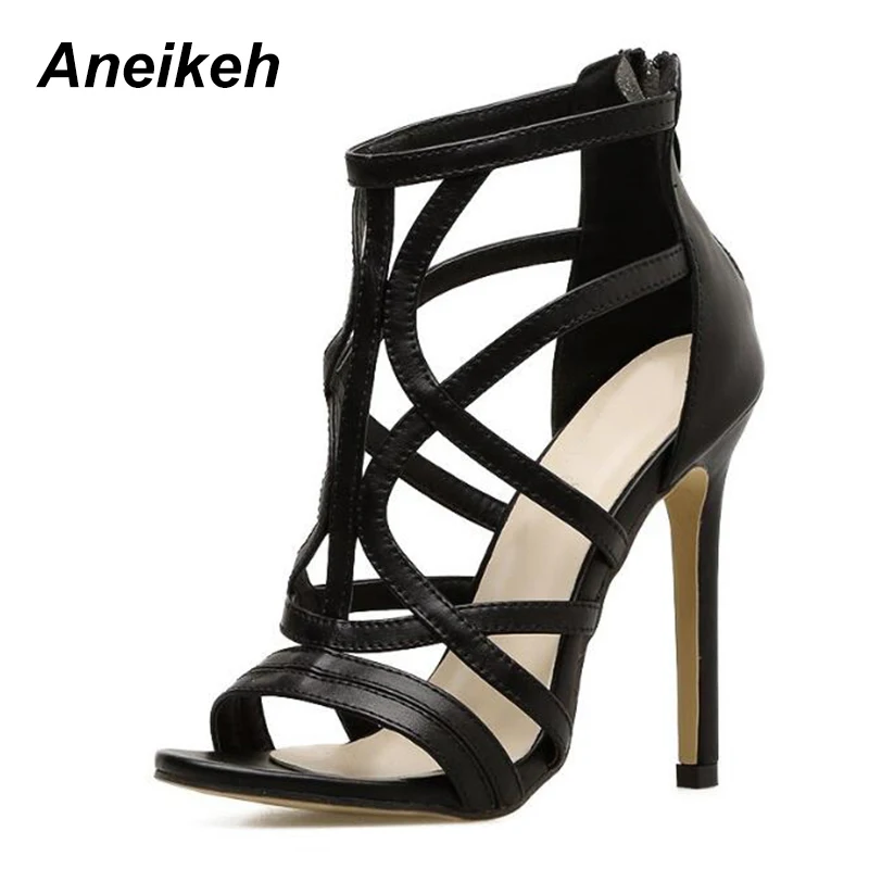 Женские босоножки из искусственной кожи Aneikeh черные абрикосовые сандалии