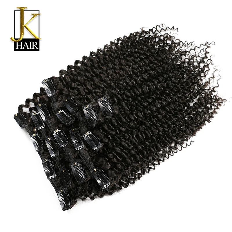 

Clip In Human Hair Extensions Remy Brazilian Kinky Curly Clip Ins 8Pcs/Set 120G Need 2-3 Sets Human Hair Bundles Make Full Head