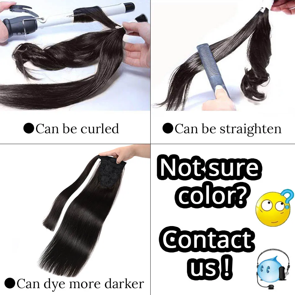 MRSHAIR 22 Inches Blonde Human Hair Ponytails Extensions 120grams Brown Hair Clip In Hair Extensions Tail Non-Remy Hair