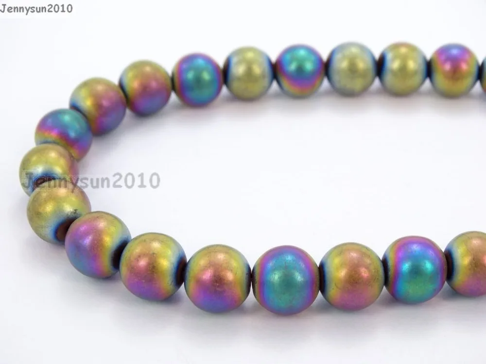 

Natural Matte Multi-Colored Hematite 10mm Frosted Gems stones Round Ball Loose Spacer Beads 15'' 5 Strands/ Pack