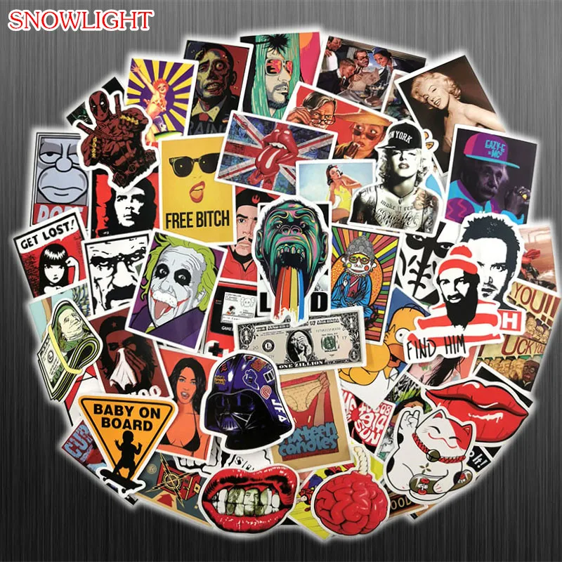 50 PCS Mixed Classic Fashion Style Adventure Graffiti Stickers For Motorcycle Laptop Skateboard Bike Sticker Bomb JDM