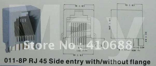 Черный 8P8C без фланец боковой вход модульная Сети PCB Jack Разъем 1000 шт. в партии