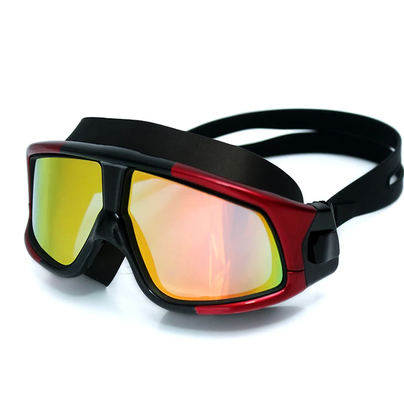 Новые поляризованные очки для плавания Анти-туман УФ большие широкие мужские и женские общие спортивные Водонепроницаемые силиконовые зеркальные