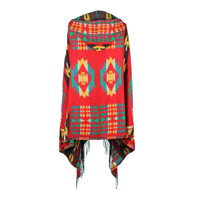 

100% Acrylic Fibers Cashmere National Wind Cap and Shawl Women's Hooded Blanket Chunky Knit Blanket Fleece Blanket Adult