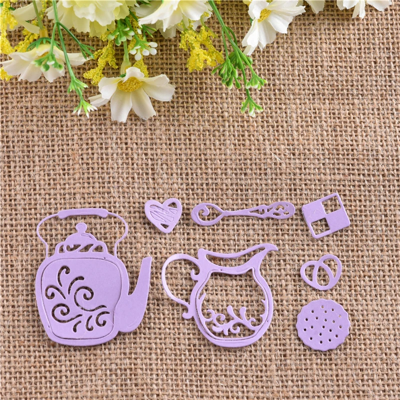 

InLoveArts 2019 New Teapot Supplies Metal Cutting Dies Tea Time Stencils for Scrapbooking Album Embossing Paper Crafts Die-cut