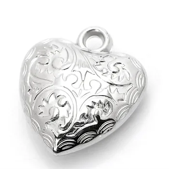 

50Pcs Silver Tone CCB Heart Shape Charm Pendants Jewelry Diy Findings 24x27mm(1"x1 1/8")
