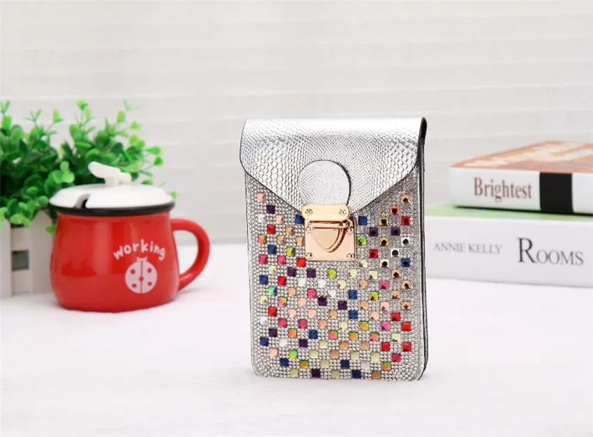 2019 модные стразы мобильный телефон сумки Красочные bling женская сумка на