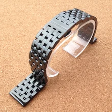 Продвижение ремешок для часов Ремни Браслеты Часы Аксессуары Черный Нержавеющая сталь ремешок 20 мм 22 мм buterfly Пряжка прямой конец