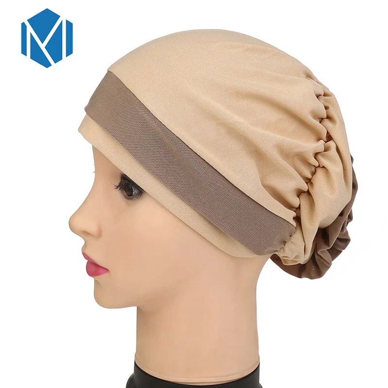 M MISM модный мусульманский хиджаб шапки для женщин шифоновые женские цветочные внутренние шапочки под хиджаб исламский шарф шапки растягивающиеся - Цвет: Color 2