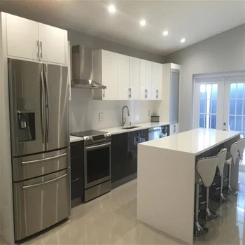 

White lacquer high gloss ready made cheap china simple design modern kitchen cabinet
