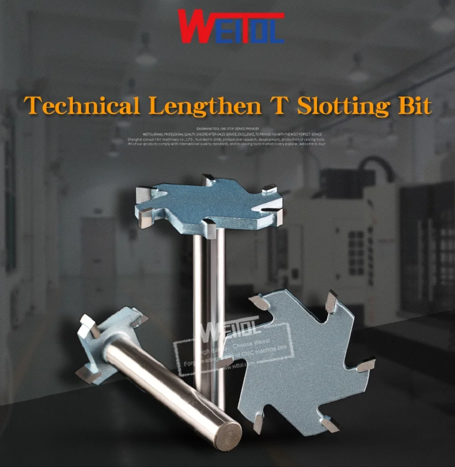 Weitol 1 шт. 1/2 дюймов 6 т деревообрабатывающий фреза вольфрам карбид удлиненный Т-образный резак резьба по дереву Инструменты ЧПУ Инструмент Бит