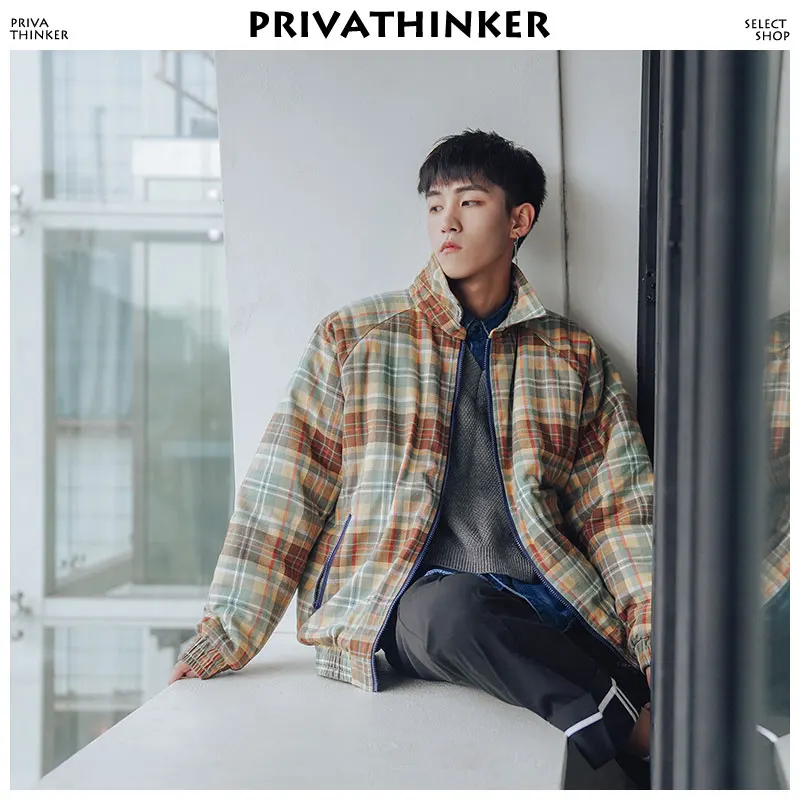 re Size Size Mâle Green 2018 asian Parka Hiphop Bomber Privathinker Streetwear À vent Manteaux Coupe Plaid Japonais Vestes D'hiver Capuche Hommes asian w1aUq8H