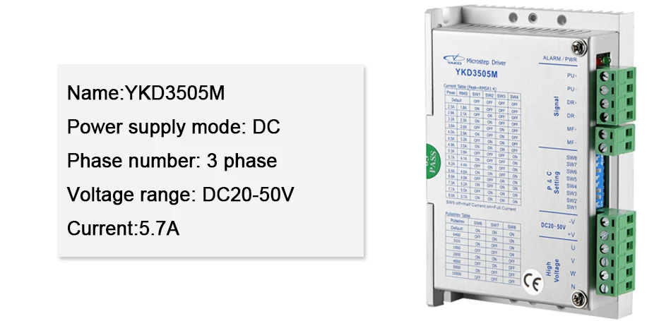 3 фазы шаговый двигатель драйвер YKD3505M 5.7a dc20-50v Драйвер шагового двигателя для ЧПУ routre гравер и резки