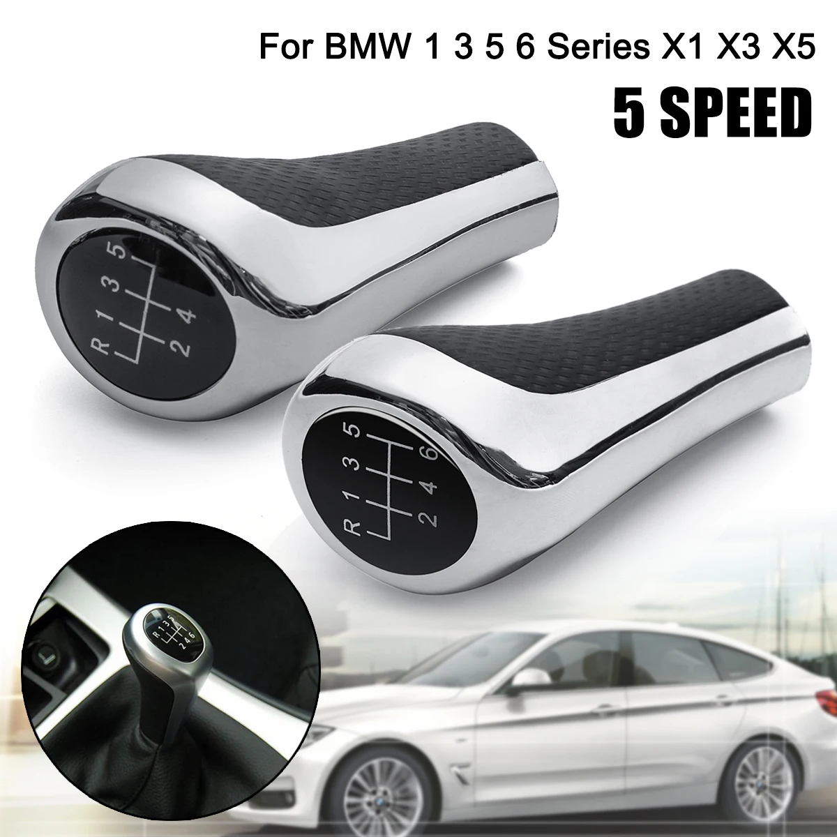 Car 5/6 Speed Leather Manual Gear Shift Knob Stick Gaiter Cover for BMW