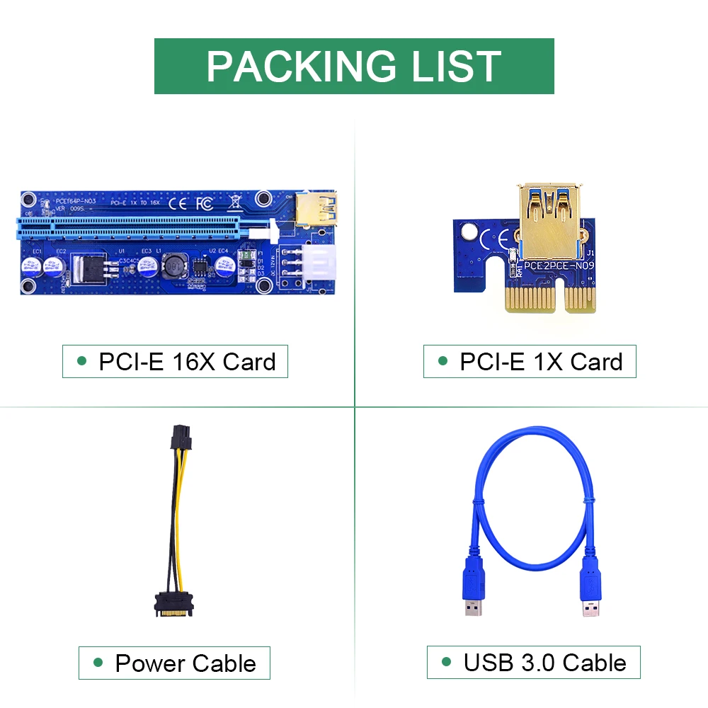 CHIPAL Golden VER009S PCI E Райзер карта 009S PCIE 1X 16X расширитель двойной светодиодный 0 6 м USB 3