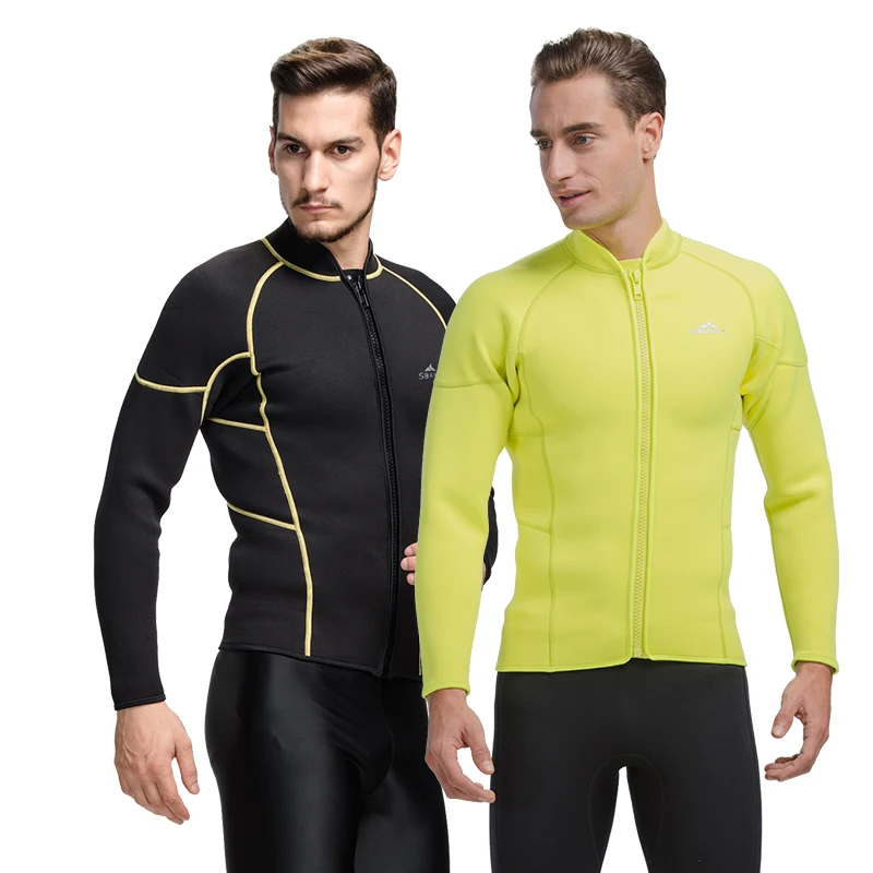 SBART 3MM Neoprene Wetsuit Jacket Men Long Sleeve Full Zipper Super