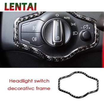 

LENTAI Car Styling Carbon Fiber Interior Headlight Switch Frame Stickers For Audi A4 B6 C5 B8 B7 B5 A5 Q5 2012-2016 Accessories