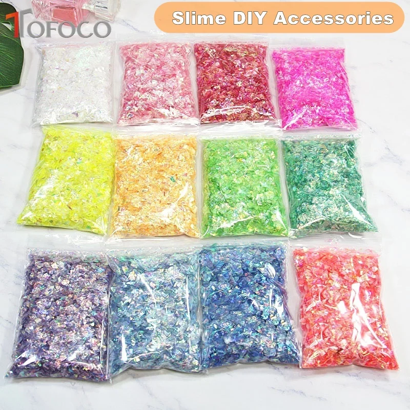 

TOFOCO 12 Color Slime DIY Supplies Accessories Sugar Paper Glitter Powder Filler For Clear Slime Toys For Kids Lizun Antistress