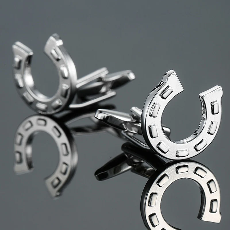 

Free delivery, high quality copper material cuff links, new fashionable silver horseshoe cufflinks, men's wedding gifts