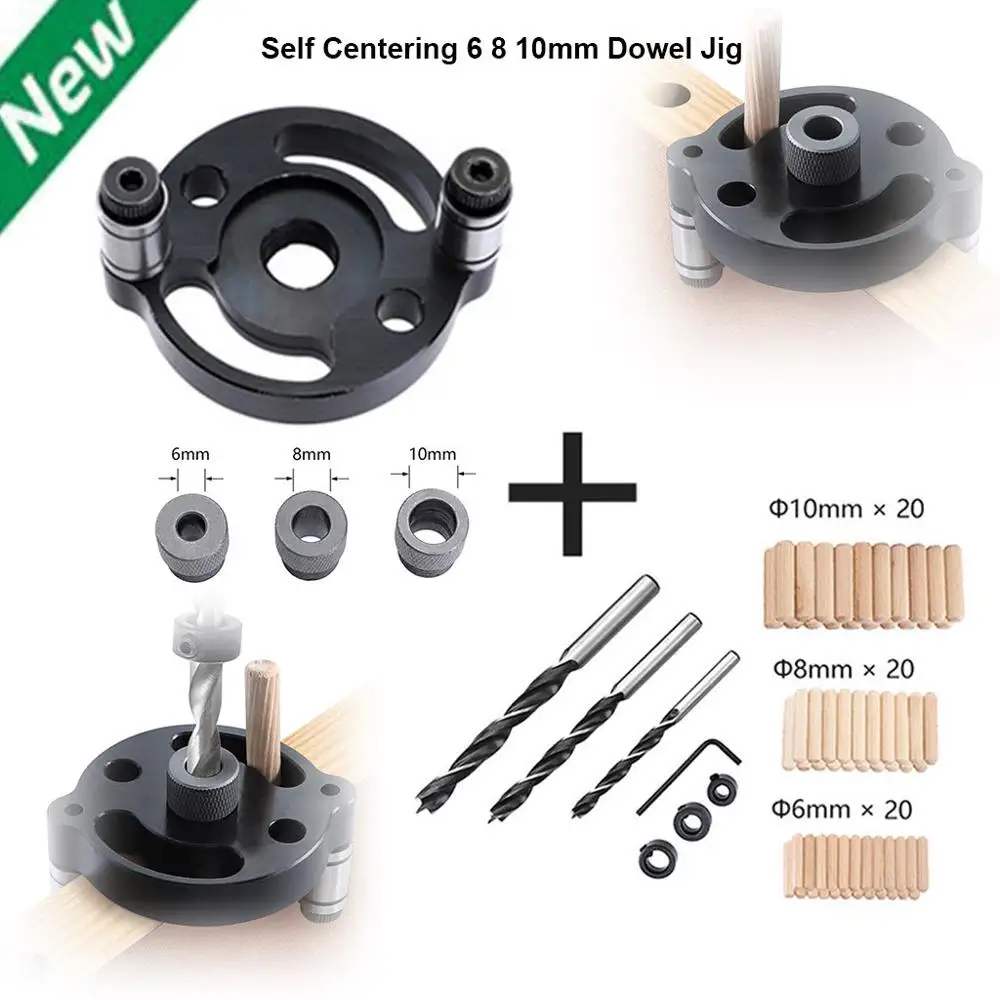 

Woodworking Tools Multifunctional Hole Locator Perforated Puncher Dowel Jig Gauge Panel Self Centering Positioning Drilling @10