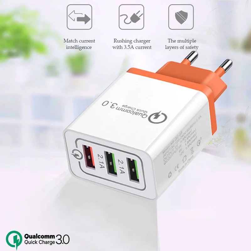 

SHELKEE 12W USB Quick charger 3.0 5V 2.1A for iphone 8 7 EU US Plug Fast Travel charger for Huawei Xiaomi Samsung S9
