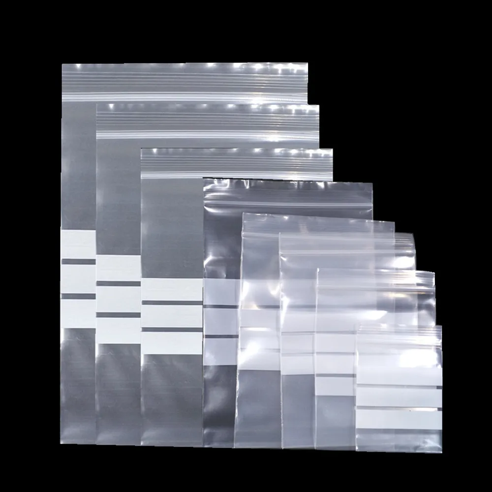 Clear Ziplock Bags Writable Design Transparent Food Grade Plastic Package Bag for Spice Snack Bean Dried Flower Storage 16 Sizes 2