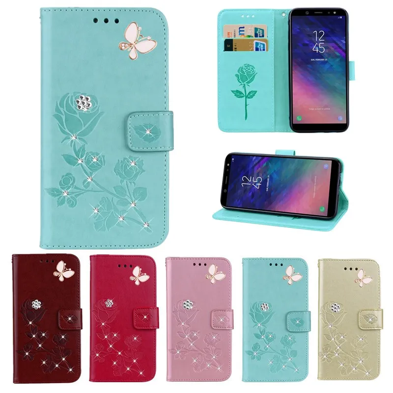 

For Samsung galaxy A6 Plus 2018 Leather case flip wallet cover for samsung a8 plus 2018 A50 J1 J3 J5 J7 2016 Diamond shell