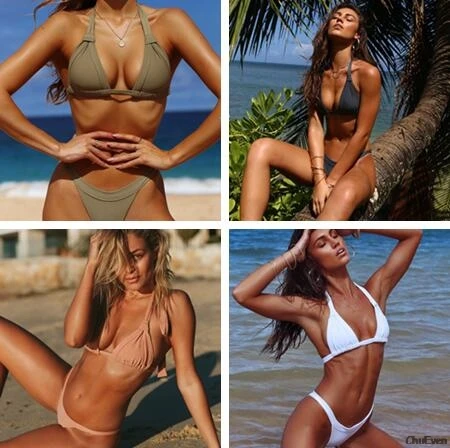 New Style Beach Swimsuit Women Sexy Bikini 2018 solid Set Summer Swimming Suit swimwear 1824 |
