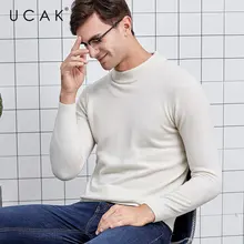 UCAK Brand Sweater Men Thick Warm Turtleneck Pull Homme Pure Merino Wool Pullover Men Autumn Winter Soft Cashmere Sweaters U3013