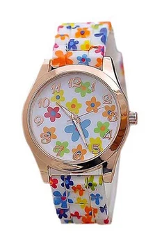 

YCYS-Women's Silicon Band Flower Print Quartz Wrist Watch (Model 4)