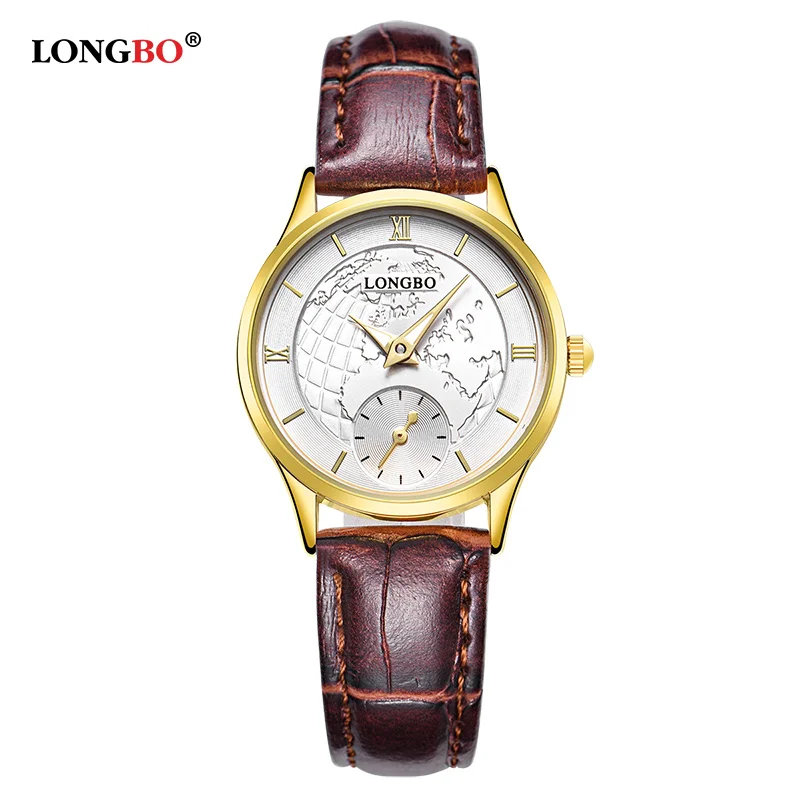 LONGBO, новая мода, пара, кварцевые часы, Роскошные, водонепроницаемые, для женщин, мужчин, часы, повседневные, для влюбленных, наручные часы, подарки 80313 - Цвет: Gold White Women