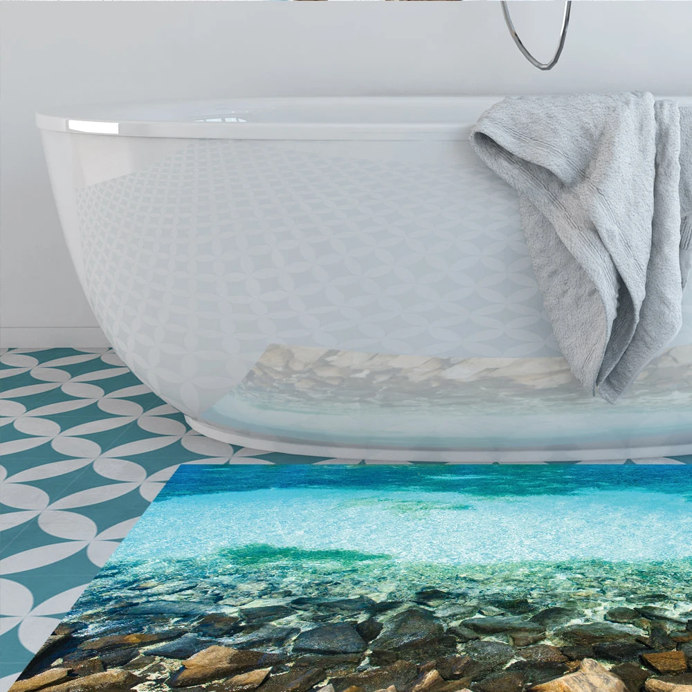 Sea Shoal 3D наклейки на пол съемные водонепроницаемые Нескользящие настенные наклейки для ванной комнаты гостиной спальни домашний декор 60x120 см