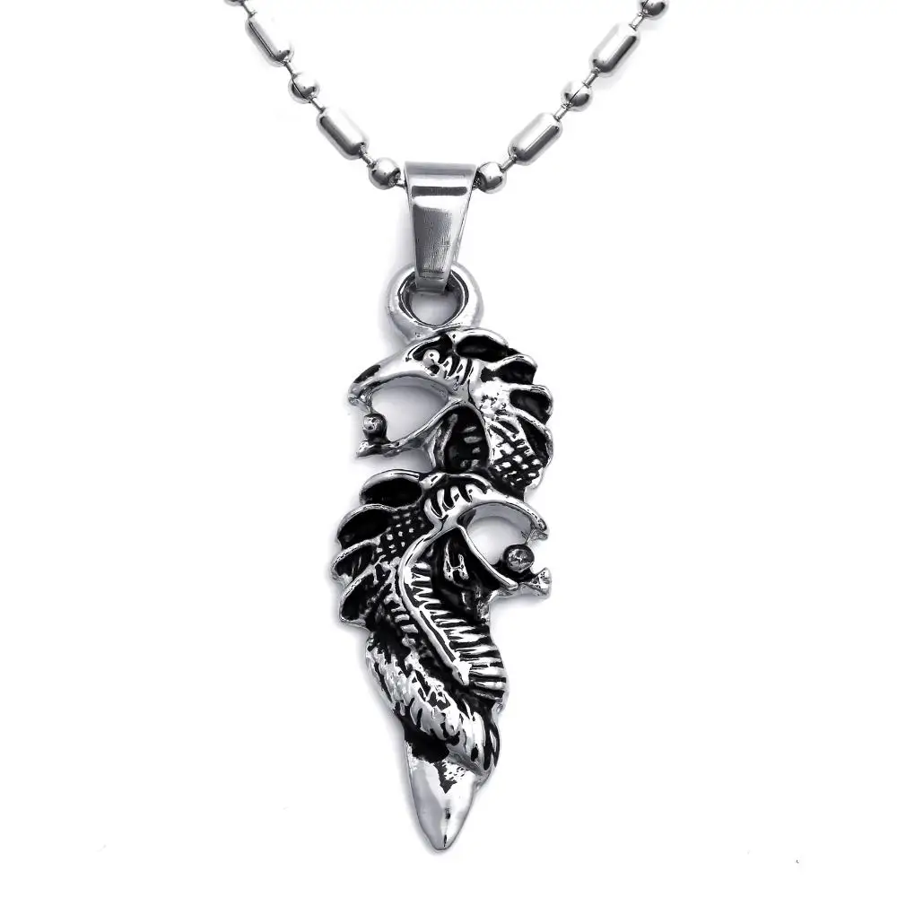 

Biliss Men Jewelry New Arrivals Stainless Steel Mens Double Dragon Pendant Necklace for Boys Gifts