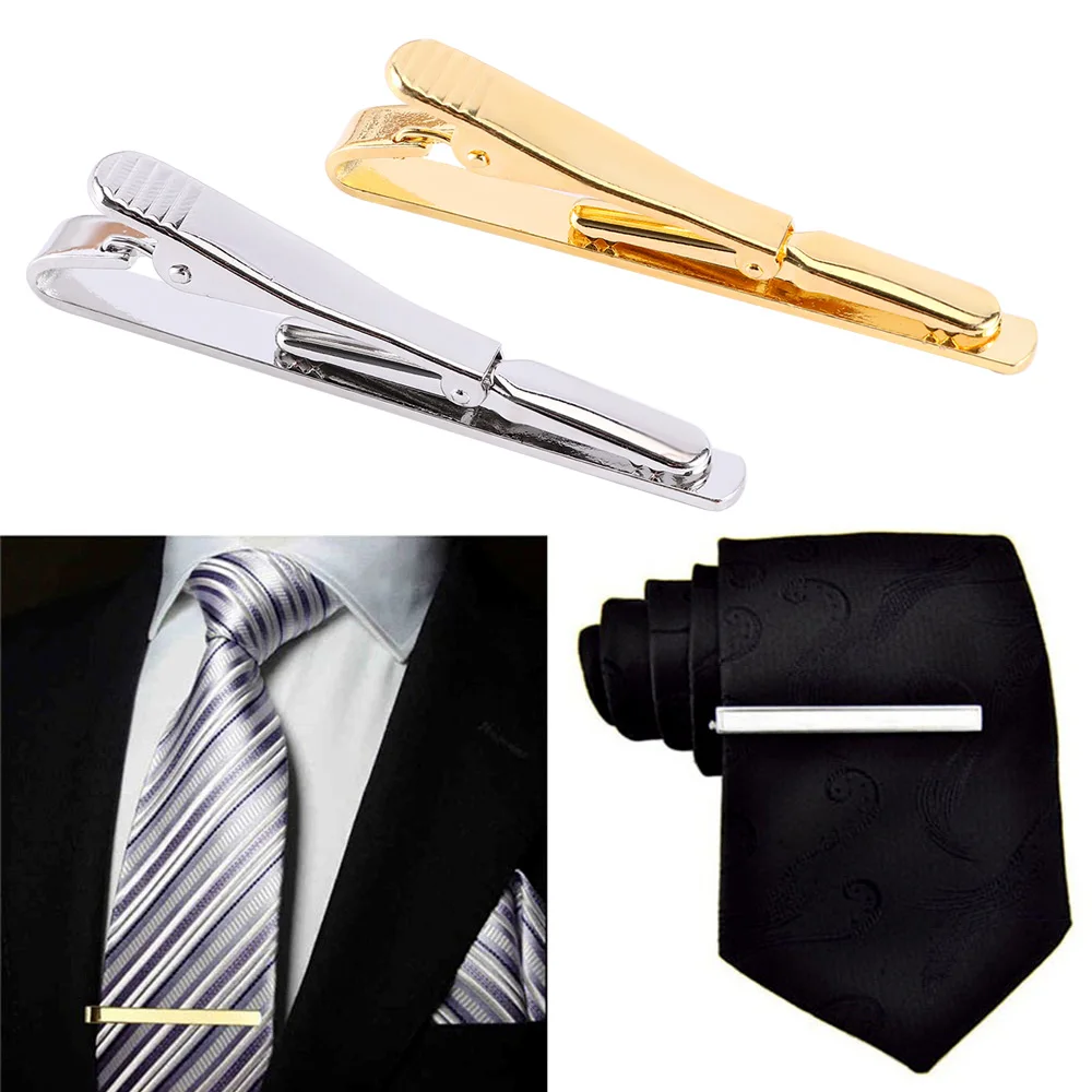 

Fashion Style Tie Clip For Men Metal Silver Gold Tone Simple Bar Clasp Practical Necktie Clasp