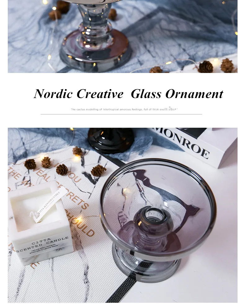 Decoration Crystal Wedding Centerpieces Glass 3 Home Decoration Candle Stand Nordic INS Candle Holder Nordic Modern Candlestick