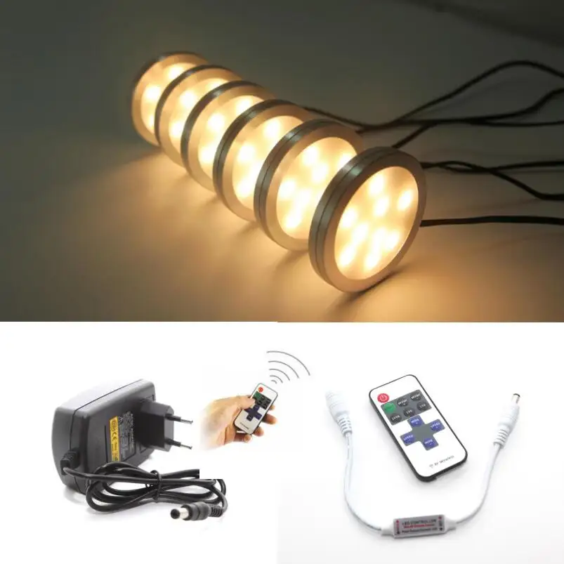 Under Cabinet Led Lighting Puck Lights Downlight Spotlights Rf Under Cabinet Led Lighting Puck Lights Downlight Spotlights Rf Remote Control Transformer Dimmable Warm White For Kitchen 6pcs In Downlights From