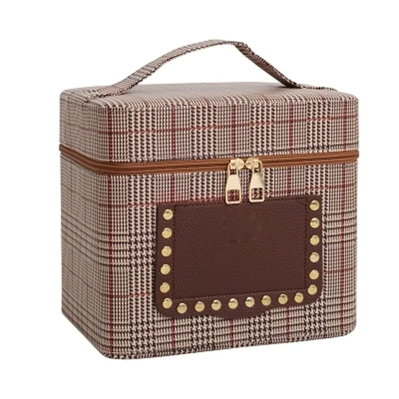 

Cosmetic case large capacity new waterproof plastic storage box with mirror home cute portable multi-layer cosmetic bag