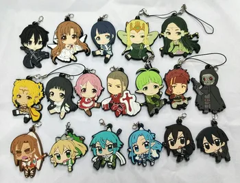 

Sword Art Online Yuki Asuna Kirigaya Suguha Ayano Keiko Original Japanese rubber mobile phone charm keychain strap D150