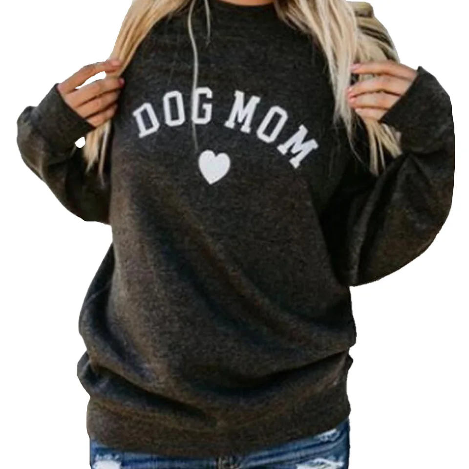 Толстовка с надписью Dog Mom Poleron Mujer красный пуловер Черный свитшот большие размеры