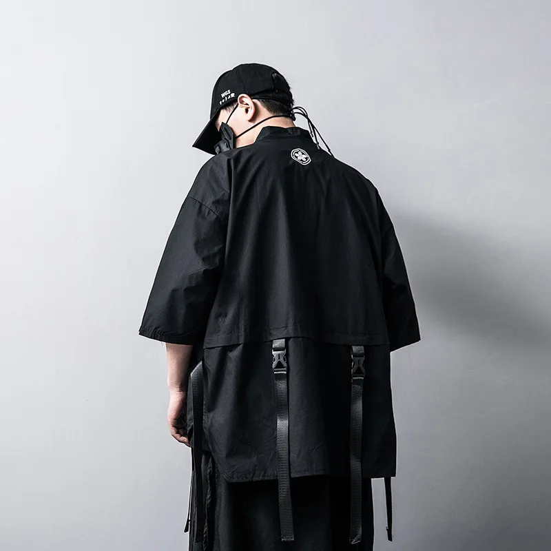 Harajuku Open Stitch Kimono Jackets Men Hip Hop Thin Coat Ribbon Streetwear Male 2019 Fashion Autumn Mens Loose Jacket HW326 Harajuku Open Stitch Kimono Jackets Men Hip Hop Thin Coat Ribbon Streetwear Male 2019 Fashion Autumn Mens Loose Jacket HW326