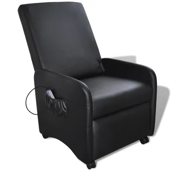 

iKayaa black reclining chair with massage function and leatherette Living Room Sofa ES Stock