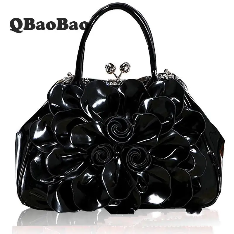 جودة عالية جلد المرأة حقيبة 3d روز حقائب الكتف الصلبة كبيرة أكياس سعة كبيرة أعلى مقبض هيرالد الأزياء