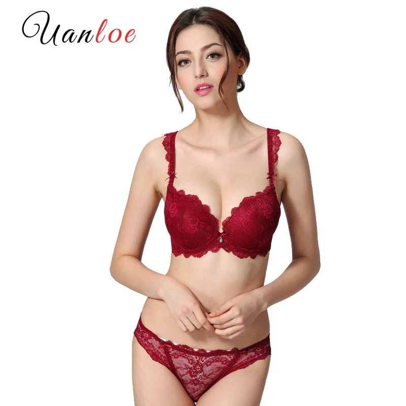 

Uanloe Chic Women's Underwear Set Luxurious Adjust Push Up Bra Briefs Set Plus Size Brassier New Designer Women Sexy Lingerie