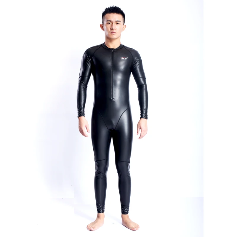 Full body Swimsuit Waterproof PU Men One Piece Suits Swimwear Mens