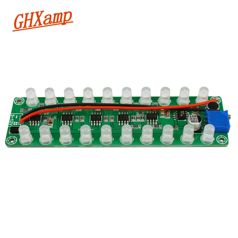 

GHXAMP Mono Audio LED Level Colourful Melody Indicator Electronic DC 5v-15v Double-row 10-lamp Voice-activated Sensing 1pc