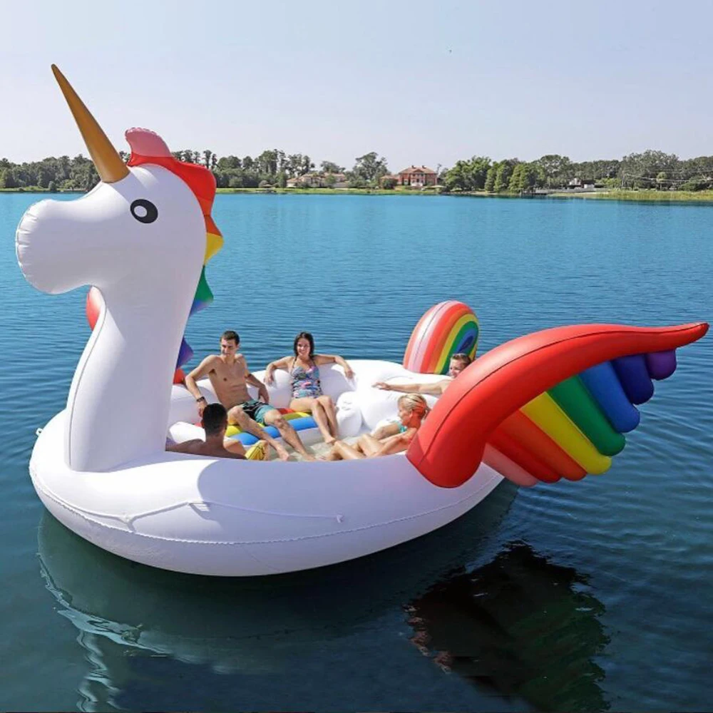 

2019 Hot Load 6 Adults Huge Unicorn inflatable Boat Pool Float Giant Inflatable Flamingo Swimming Pool Island Pool Party Toys