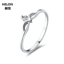 Solid 14 К Белое золото природных алмазов Обручение кольцо для Для женщин Юбилей обручальное Fine Jewelry